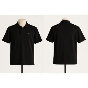 Calvin Klein Polo Shirt Men's Large Black  100% Cotton Office Logo Classic‎ Golf